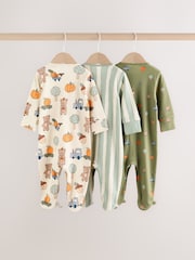 Sage Green Pumpkin Baby Sleepsuit 3 Pack (0mths-2yrs) - Image 5 of 13