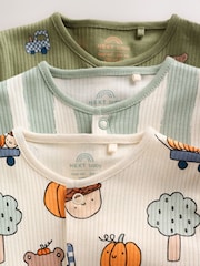 Sage Green Pumpkin Baby Sleepsuit 3 Pack (0mths-2yrs) - Image 8 of 13