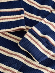Blue/Brown Stripe Baby Sleepsuit 3 Pack (0mths-2yrs) - Image 10 of 13