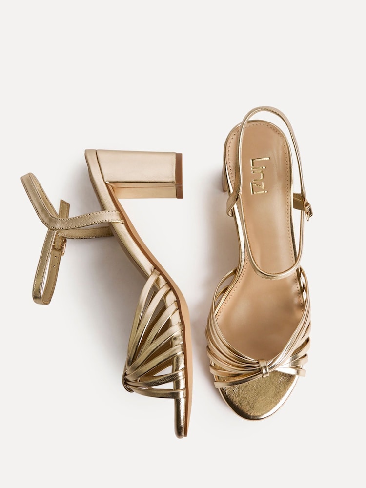 Linzi Gold Arabel  Strappy Block Heel Sandals - Image 5 of 5