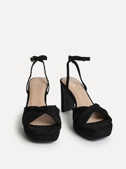 Negru - Linzi Mavie Twist Platform Heel Sandals - Imaginea 3 din 5