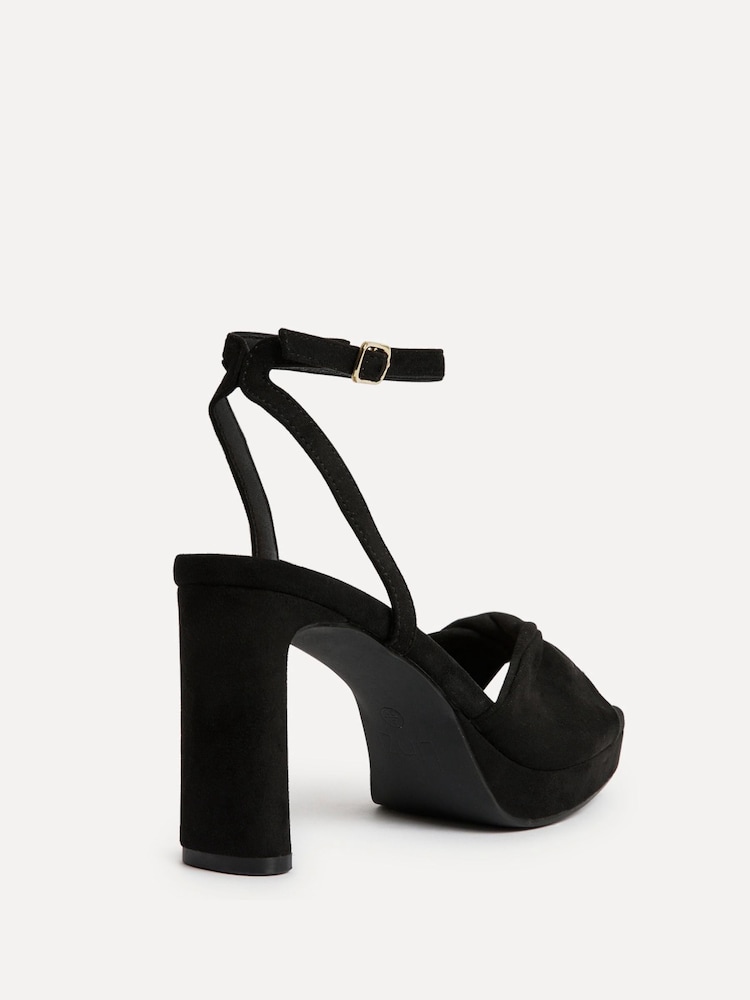Negru - Linzi Mavie Twist Platform Heel Sandals - Imaginea 5 din 5