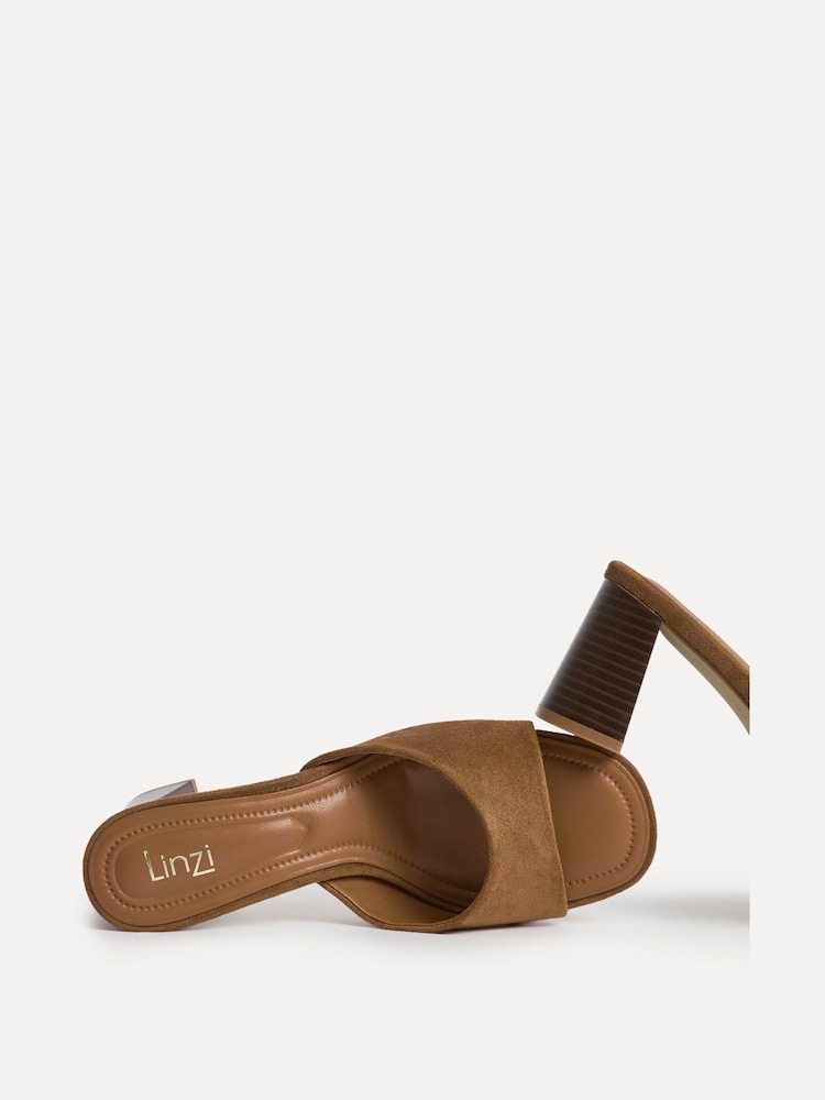 Linzi Dark Brown Cannes Stacked Heel Mules - Image 5 of 5