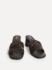 Linzi Light Brown Madrid Crossover Front Strap Stacked Heel Mules - Image 3 of 5