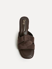 Linzi Light Brown Madrid Crossover Front Strap Stacked Heel Mules - Image 4 of 5