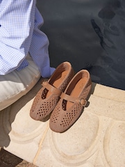 Linzi Brown Genova Handwoven Mary Jane Flats - Image 2 of 6