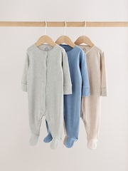 Grey/ Blue/Neutral Baby Sleepsuits 3 Pack (0-2yrs) - Image 1 of 13