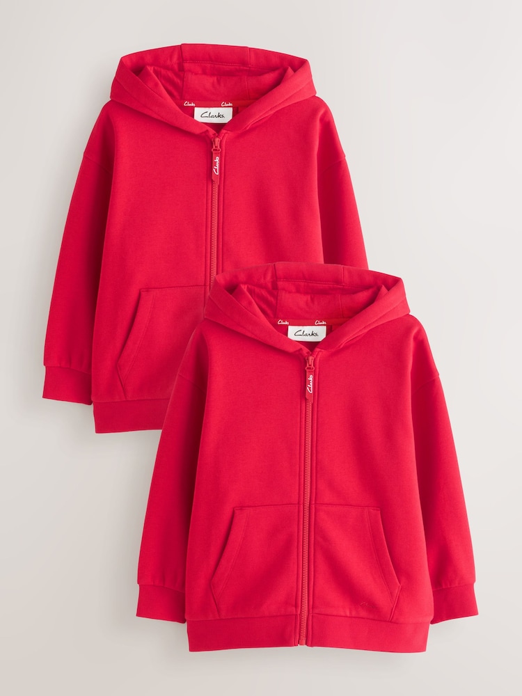 Clarks Red Zip Through Sweat Hoodies 2 Pack - Image 1 of 5