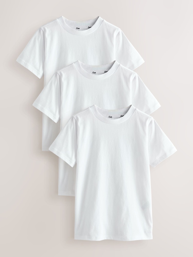 Clarks White Relaxed Fit T-Shirts 3 Pack - Image 1 of 5