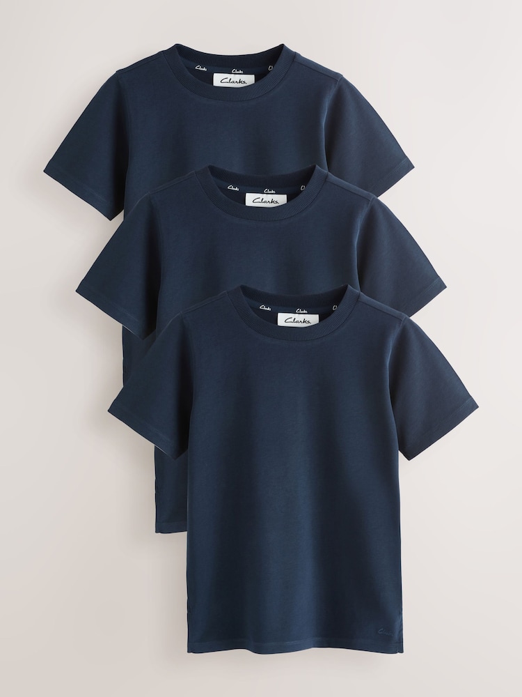 Clarks Navy Relaxed Fit T-Shirts 3 Pack - Image 1 of 7