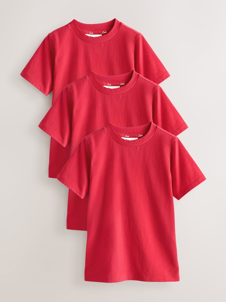Clarks Red Relaxed Fit T-Shirts 3 Pack - Image 1 of 5