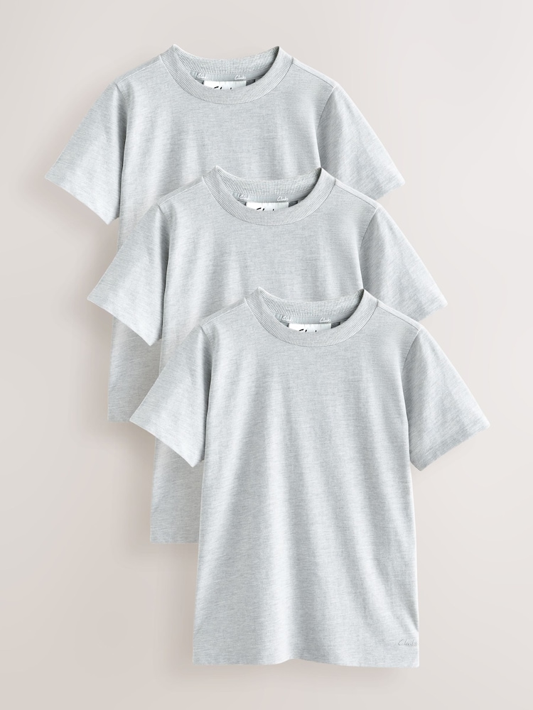 Clarks Grey Relaxed Fit T-Shirts 3 Pack - Image 1 of 5