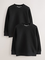 Clarks Black Unisex Crew Neck School 2 Pack Sweat Top - Image 1 of 6