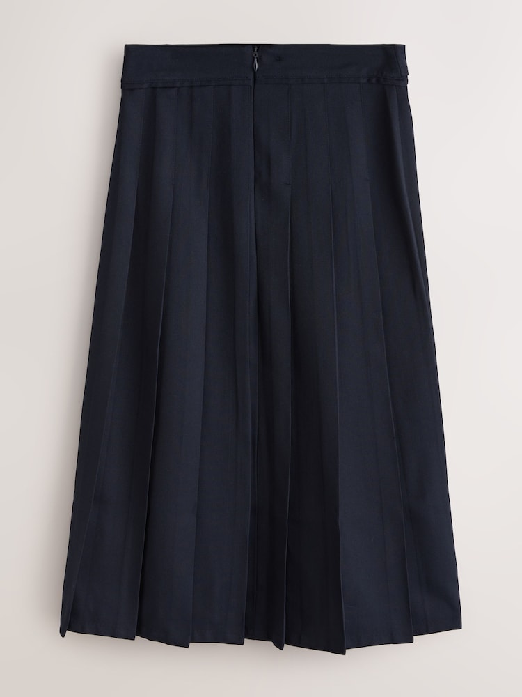 Clarks Navy Long Pleated Skirt - Image 2 of 4 Clarks Navy Long Pleated Skirt - Image 2 of 4
