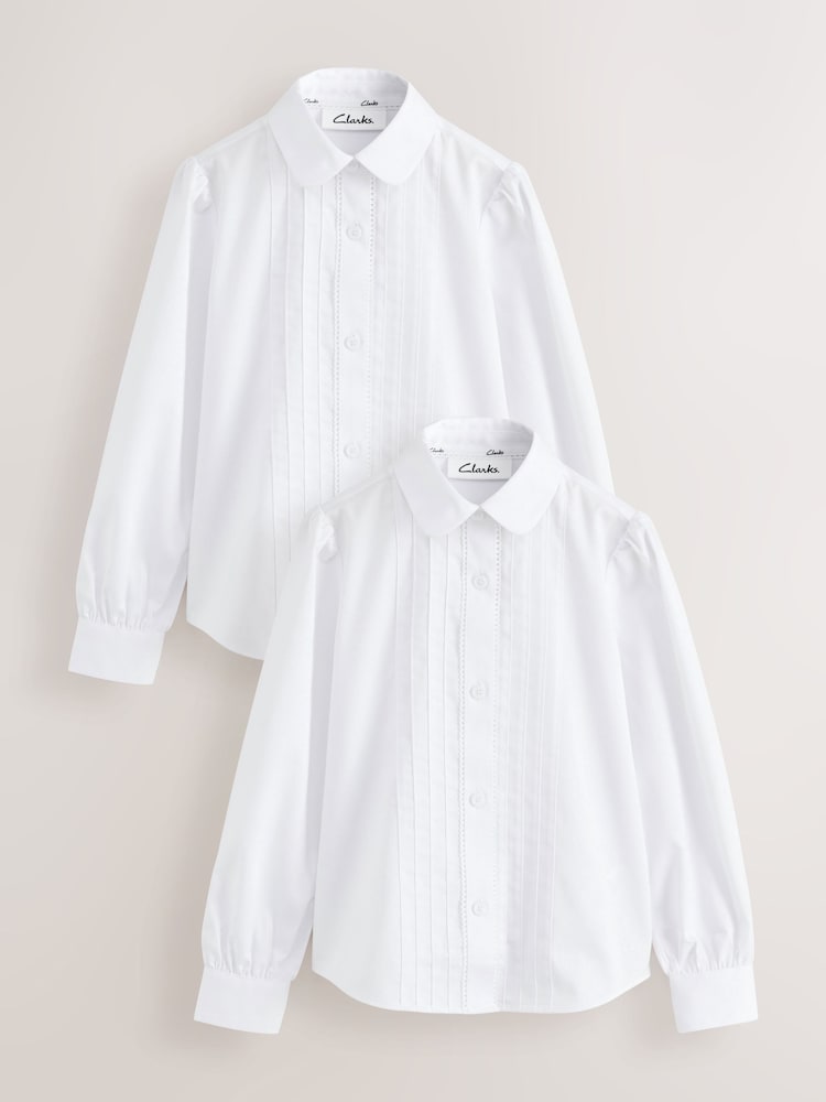 Clarks Pintuck Long Sleeve School Shirts 2 Pack - Imagen 1 de 5
