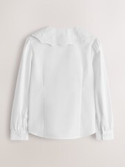 Clarks White White Broderie Collar Long Sleeve School Shirt - Image 8 of 11