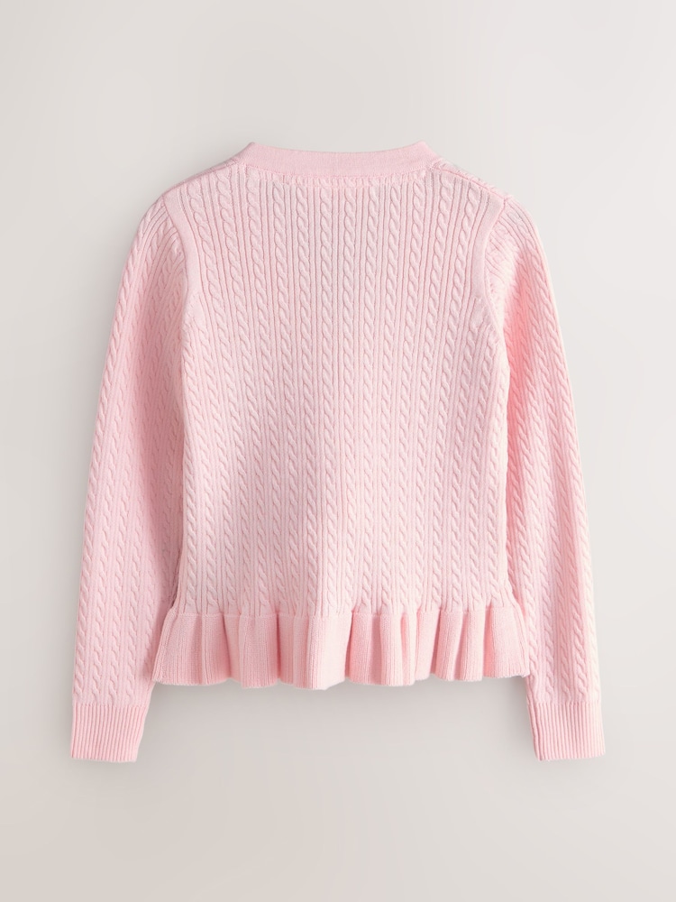 Clarks Pink Bow Front Knitted School Cardigan - Image 2 of 4