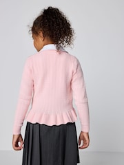 Clarks Pink Bow Front Knitted School Cardigan - Image 5 of 9