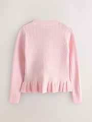 Clarks Pink Bow Front Knitted School Cardigan - Image 7 of 9