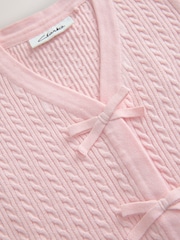 Clarks Pink Bow Front Knitted School Cardigan - Image 8 of 9