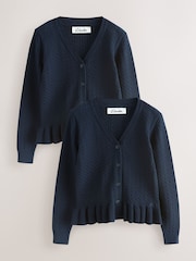 Clarks Cable Knit Frill School Cardigan 2 Pack - Imagen 1 de 7