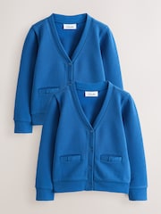 Clarks Blue Bow Sweat School Cardigans 2 Pack - Image 1 of 6