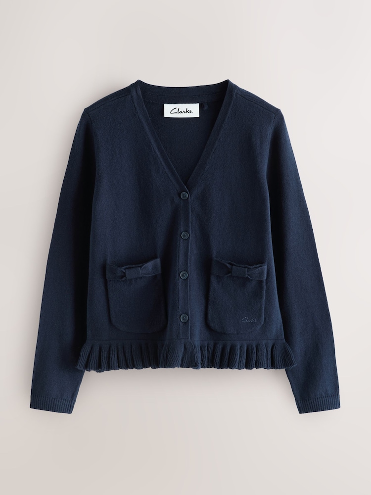 Clarks Navy Bow Knitted School Cardigans 3 Pack - Image 2 of 8
