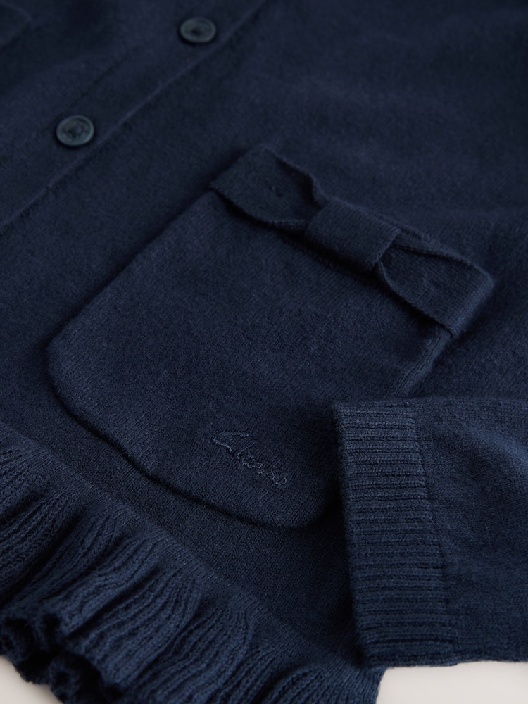 Clarks Navy Bow Knitted School Cardigans 3 Pack - Image 8 of 8