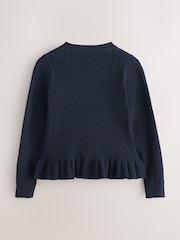 Clarks Navy Bow Front Knitted School Cardigan - Image 2 of 5