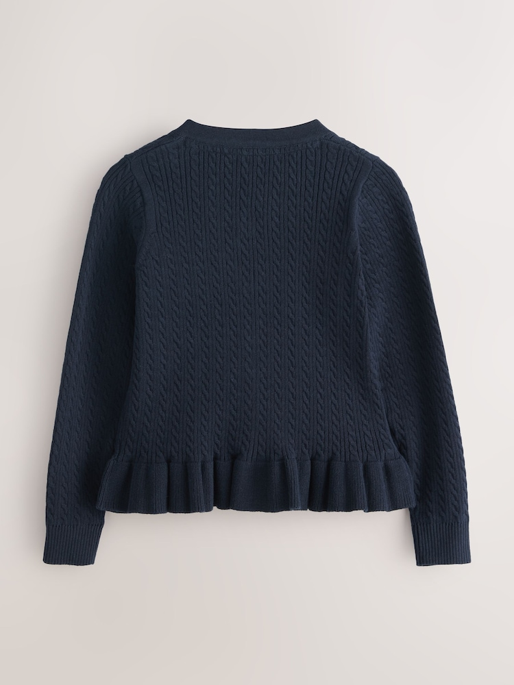 Clarks Navy Bow Front Knitted School Cardigan - Image 2 of 5