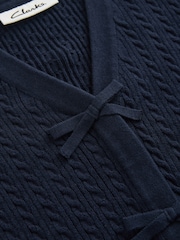 Clarks Navy Bow Front Knitted School Cardigan - Image 3 of 5