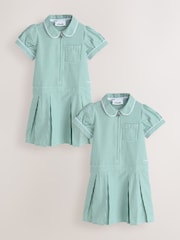 Clarks Green Gingham Zip Front School Dresses 2 Pack - Image 1 of 6