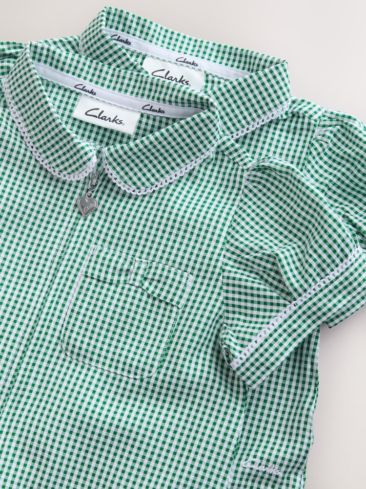 Clarks Green Gingham Zip Front School Dresses 2 Pack - Image 6 of 6 Clarks Green Gingham Zip Front School Dresses 2 Pack - Image 6 of 6