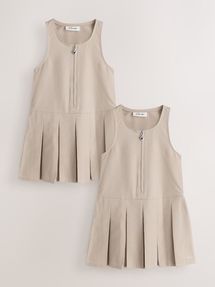 石色 - Clarks 女童拉链前开褶皱校服背带裙 2 套装 - 图片1 / 6 石色 - Clarks 女童拉链前开褶皱校服背带裙 2 套装 - 图片1 / 6