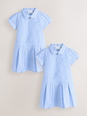 Clarks Blue Gingham Zip Front School Dresses 2 Pack - Image 1 of 5