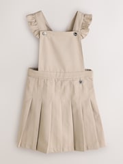 Песочный - Clarks Frill Shoulder Pleated School Pinafore Dress - Изображение 1 8