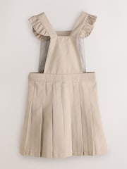 Песочный - Clarks Frill Shoulder Pleated School Pinafore Dress - Изображение 2 8