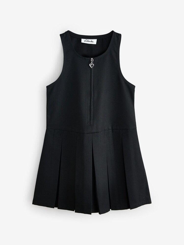 Clarks Black Girls Zip Front Pleated School Pinafores Dresses 2 Pack - Image 2 of 6 Clarks Black Girls Zip Front Pleated School Pinafores Dresses 2 Pack - Image 2 of 6