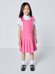Розовый - Clarks Frill Shoulder Pleated School Pinafore Dress - Изображение 1 7