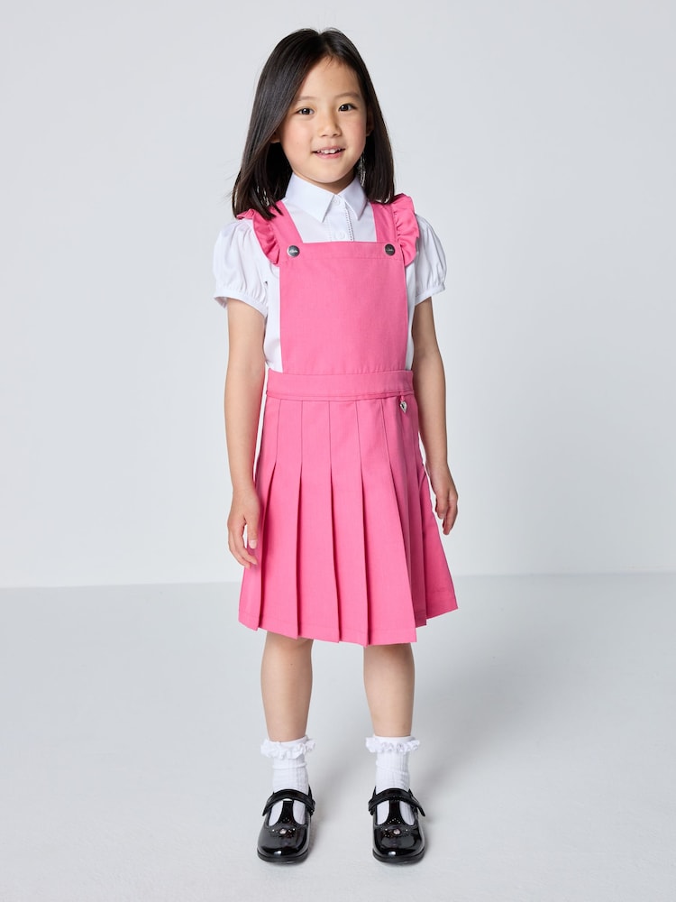 Розовый - Clarks Frill Shoulder Pleated School Pinafore Dress - Изображение 1 7 Розовый - Clarks Frill Shoulder Pleated School Pinafore Dress - Изображение 1 7