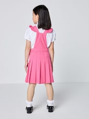 Розовый - Clarks Frill Shoulder Pleated School Pinafore Dress - Изображение 2 7