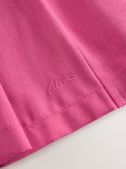 Clarks Pink Frill Shoulder Pleated Midi School Pinafore Dress - Image 13 of 14