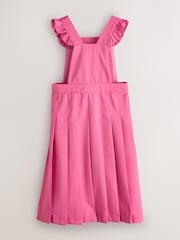 Clarks Pink Frill Shoulder Pleated Midi School Pinafore Dress - Image 2 of 8