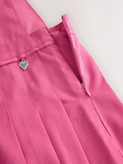 Clarks Pink Frill Shoulder Pleated Midi School Pinafore Dress - Image 6 of 8