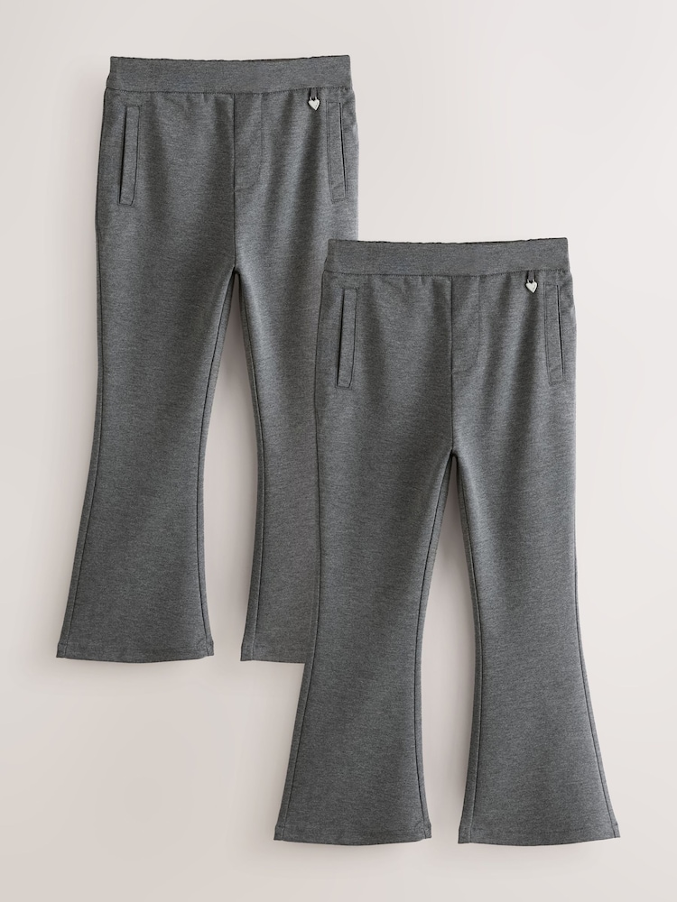 灰色 - Clarks Flared Pull On School Trousers 2 Pack - 圖片 1/5