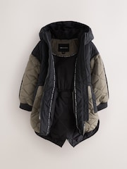 smALLSAINTS Black/Green Longline Quilted Jacket - Image 10 of 16