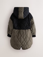 smALLSAINTS Black/Green Longline Quilted Jacket - Image 11 of 16