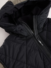 smALLSAINTS Black/Green Longline Quilted Jacket - Image 13 of 16