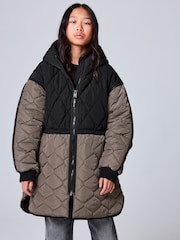 smALLSAINTS Black/Green Longline Quilted Jacket - Image 2 of 16