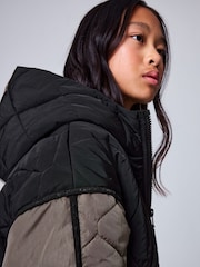 smALLSAINTS Black/Green Longline Quilted Jacket - Image 3 of 16